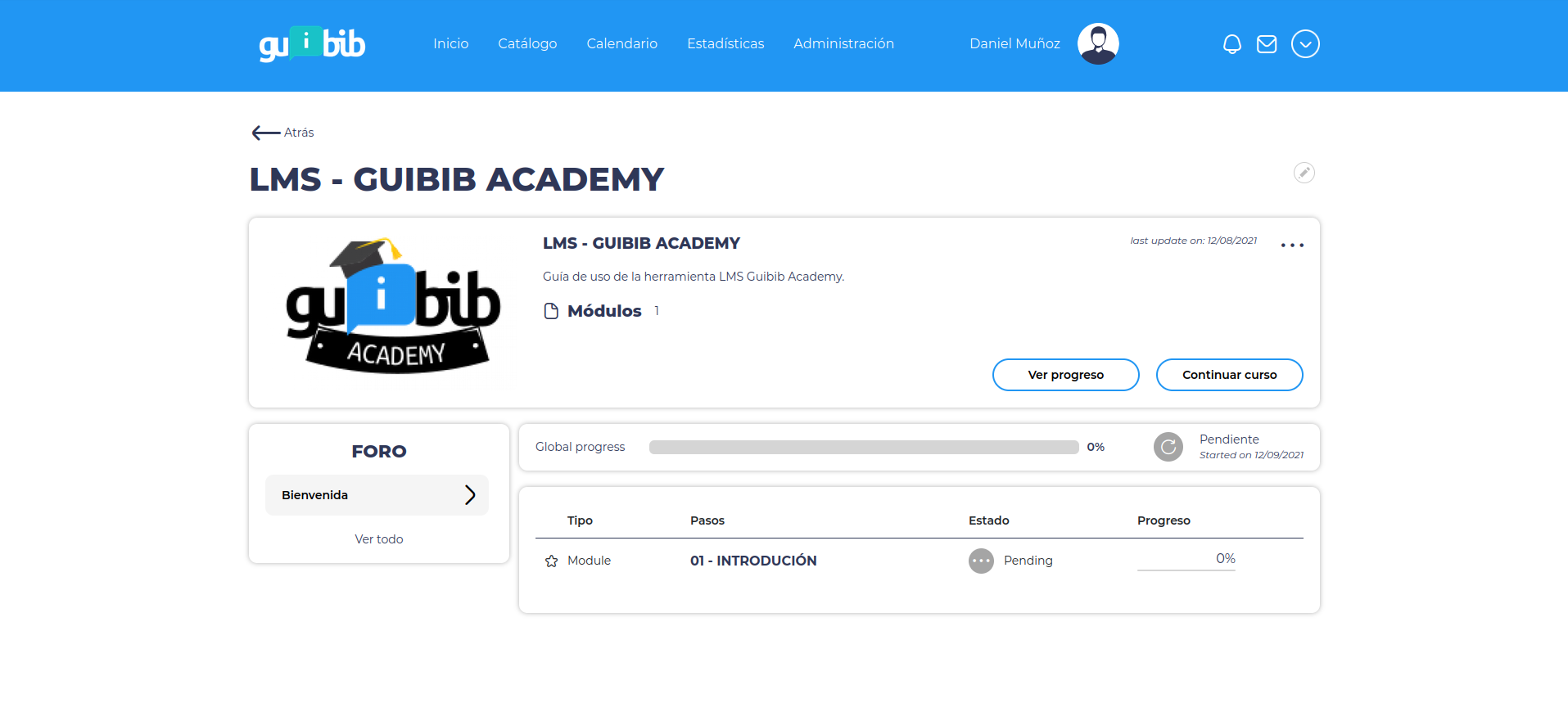 Catálogo de cursos de Academia GUIBIB