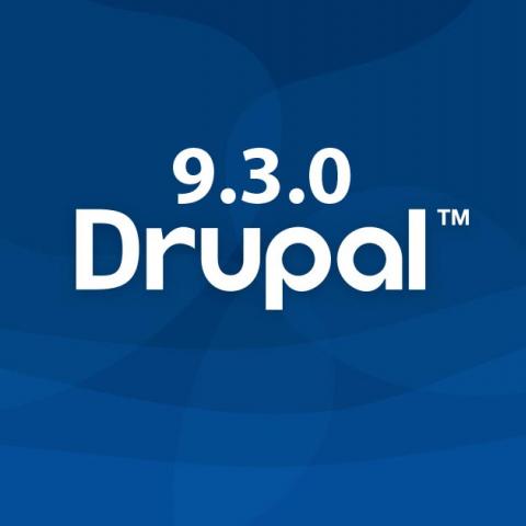 Logotipo de Drupal junto con el texto 9.3.0