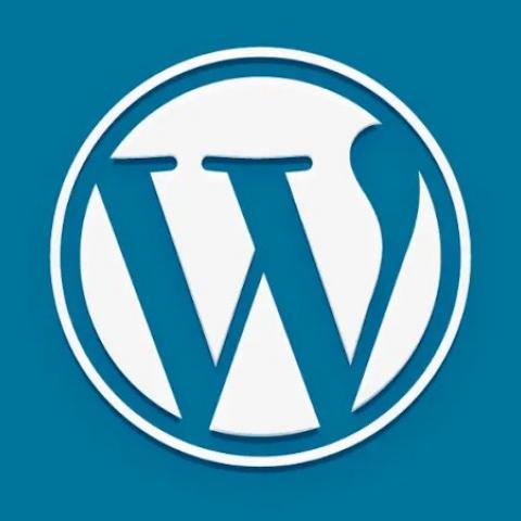 Logotipo de WordPress sobre fondo azul