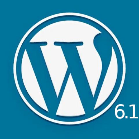 Logotipo de WordPress con el número de versión 6.1.1