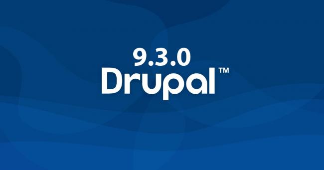 Logotipo de Drupal junto con el texto 9.3.0