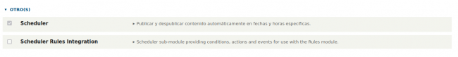 Activación del módulo Scheduler para Drupal