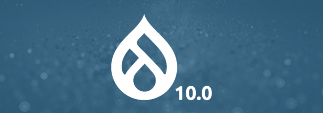 Logotipo de  Drupal junto al número 10