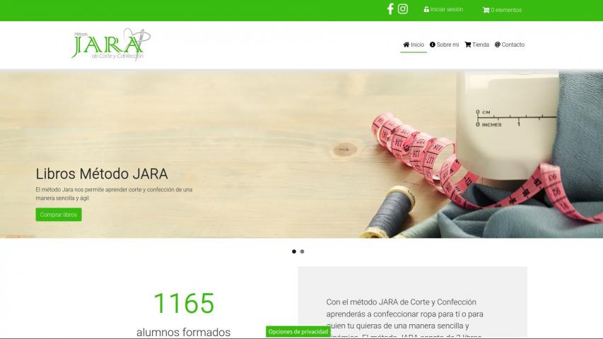 Front Page de la web de Corte y Confección JARA